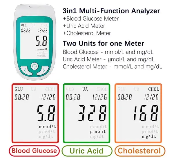Cholesterol Home Test Kit 3 In 1 Monitor Set2
